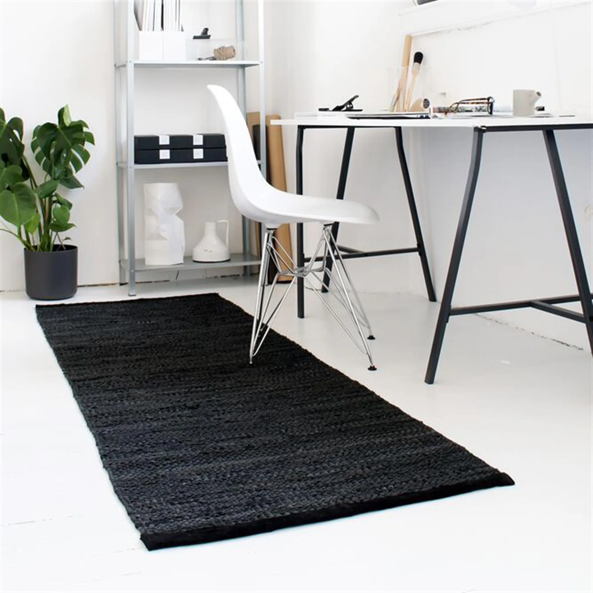 Leather måtte 60x90 cm, black (sort) Rug Solid