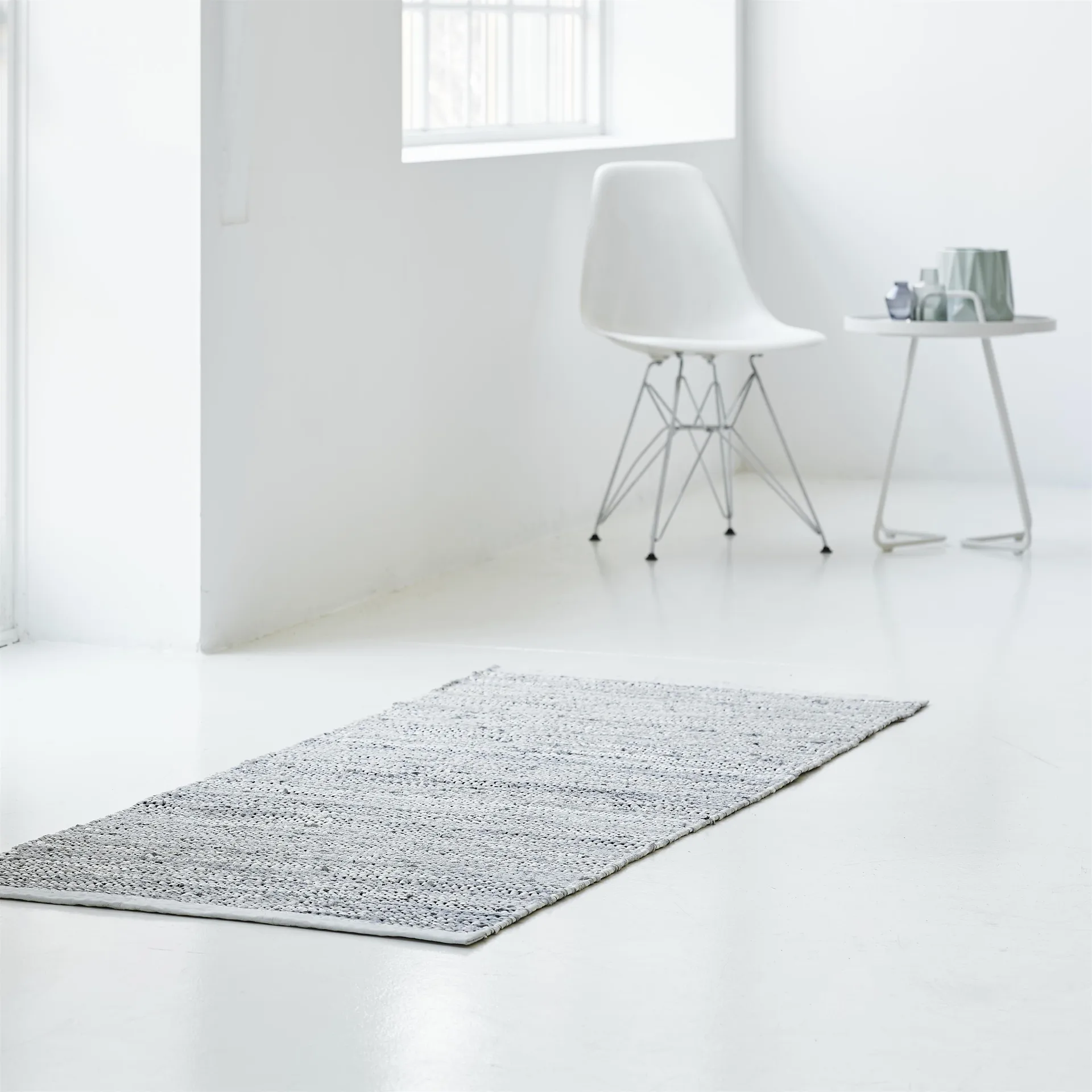 Leather måtte 60x90 cm, light grey (lysegrå) Rug Solid