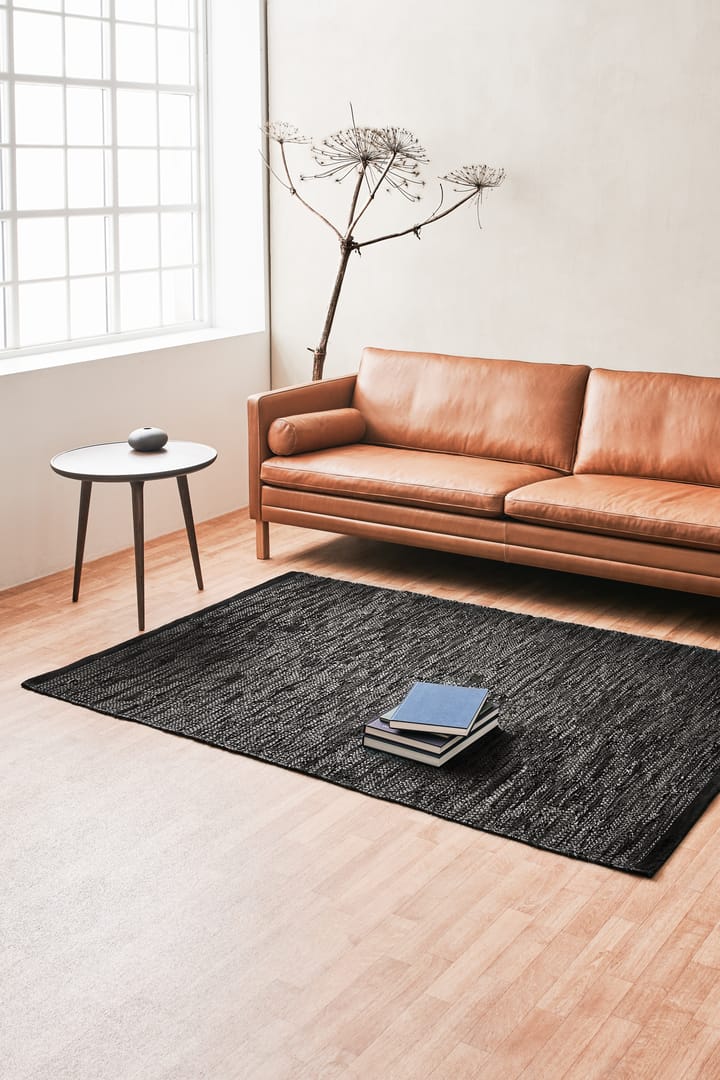 Leather måtte 65x135 cm, black (sort) Rug Solid