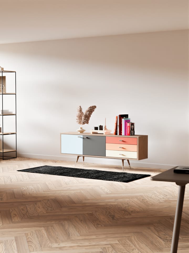 Leather måtte 65x135 cm, black (sort) Rug Solid