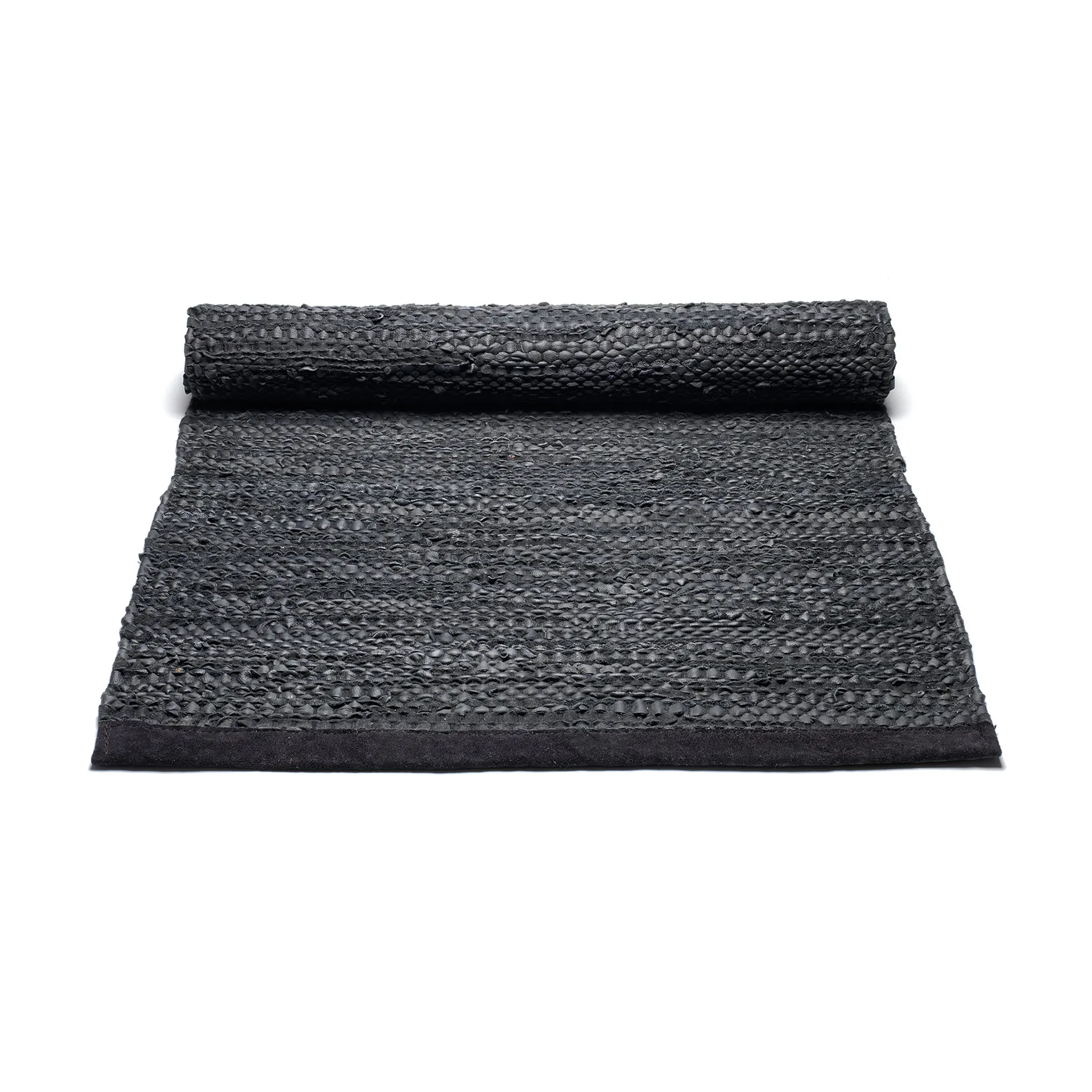 Leather måtte 65x135 cm, black (sort) Rug Solid