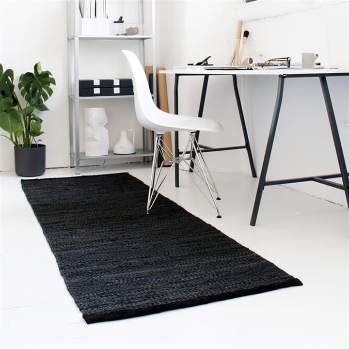 Leather måtte 65x135 cm, black (sort) Rug Solid