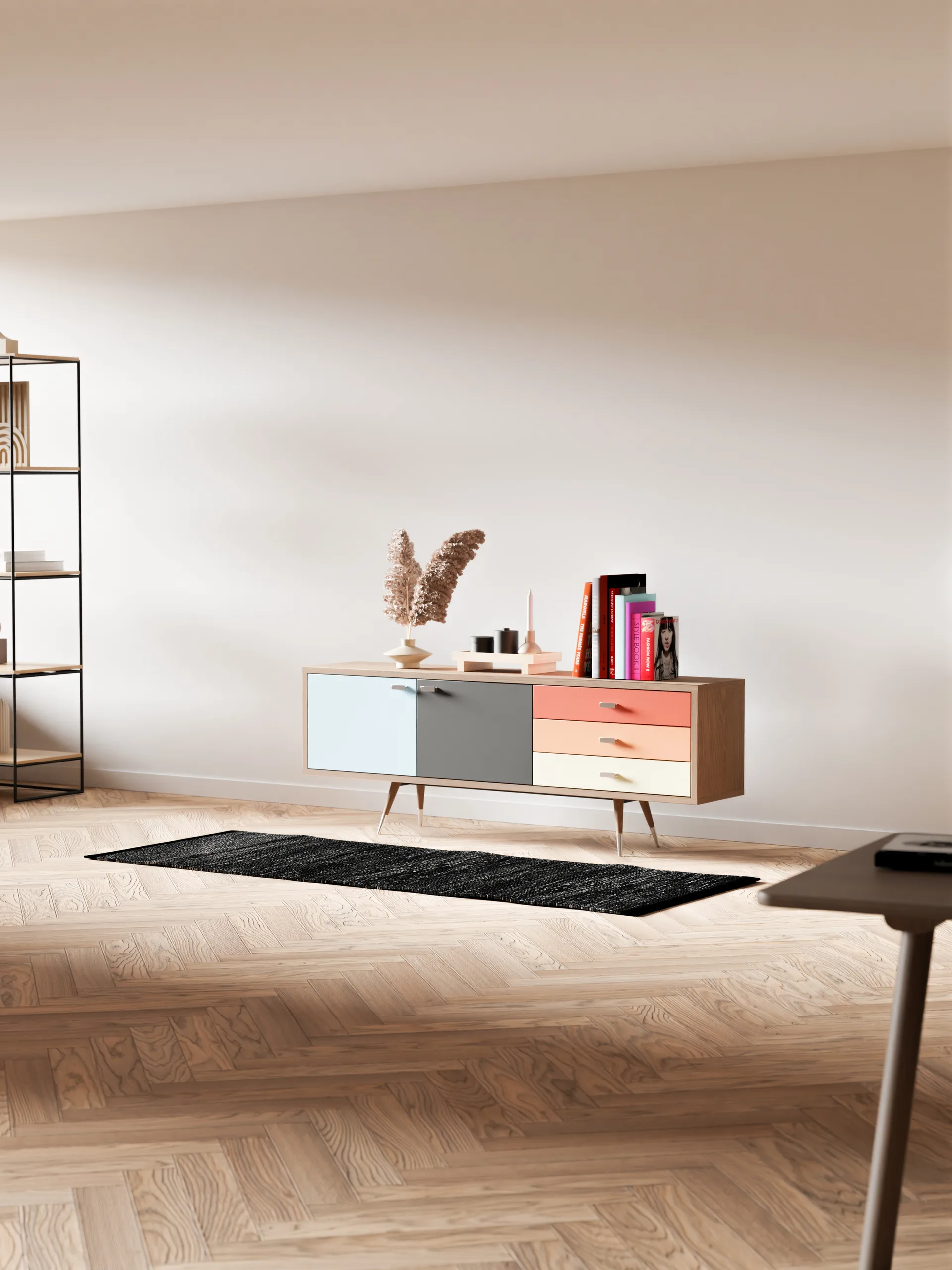 Leather måtte 75x200 cm, black (sort) Rug Solid