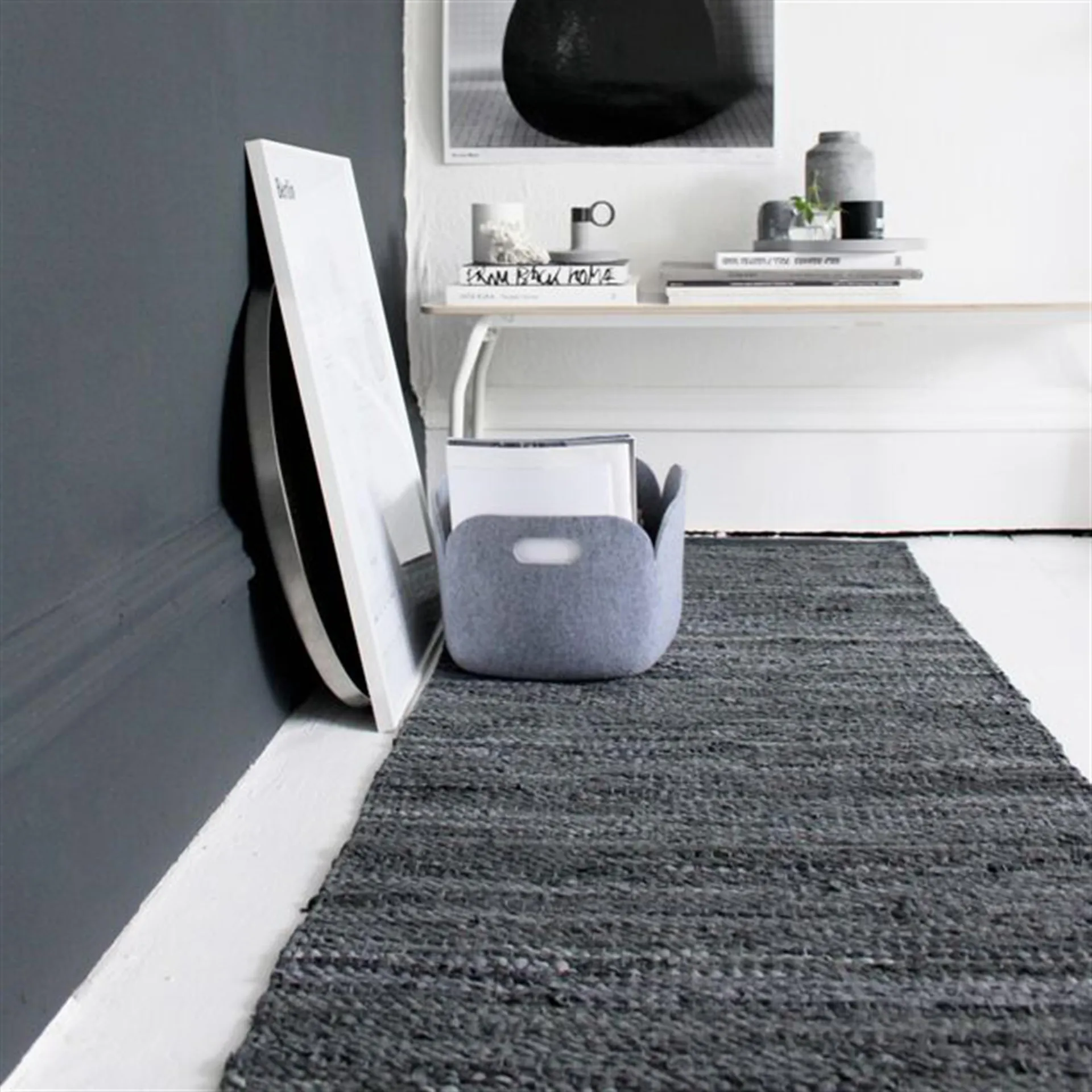 Leather måtte 75x200 cm, black (sort) Rug Solid