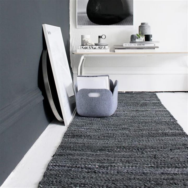 Leather måtte 75x200 cm, black (sort) Rug Solid