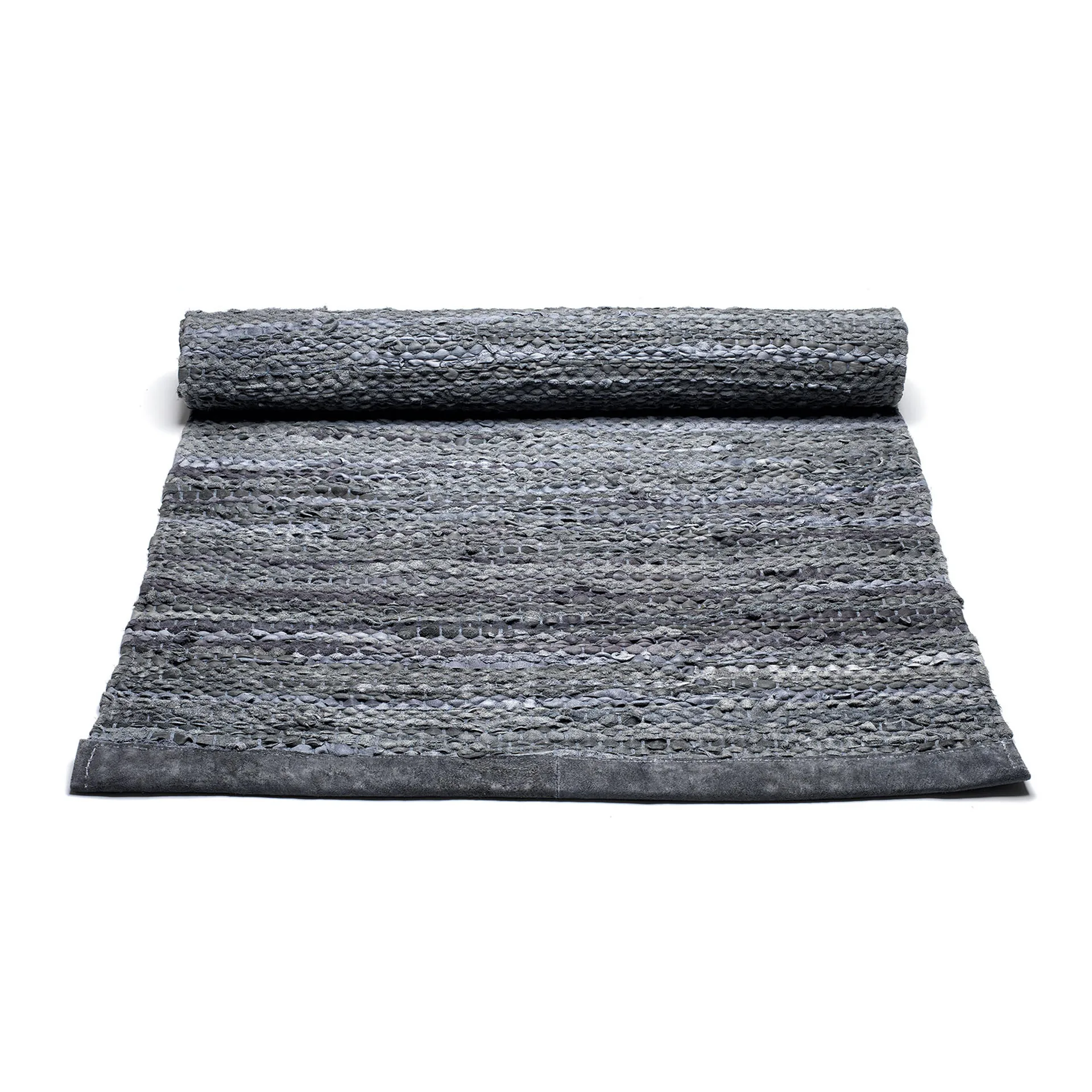 Leather måtte 75x300 cm, dark grey (mørkegrå) Rug Solid