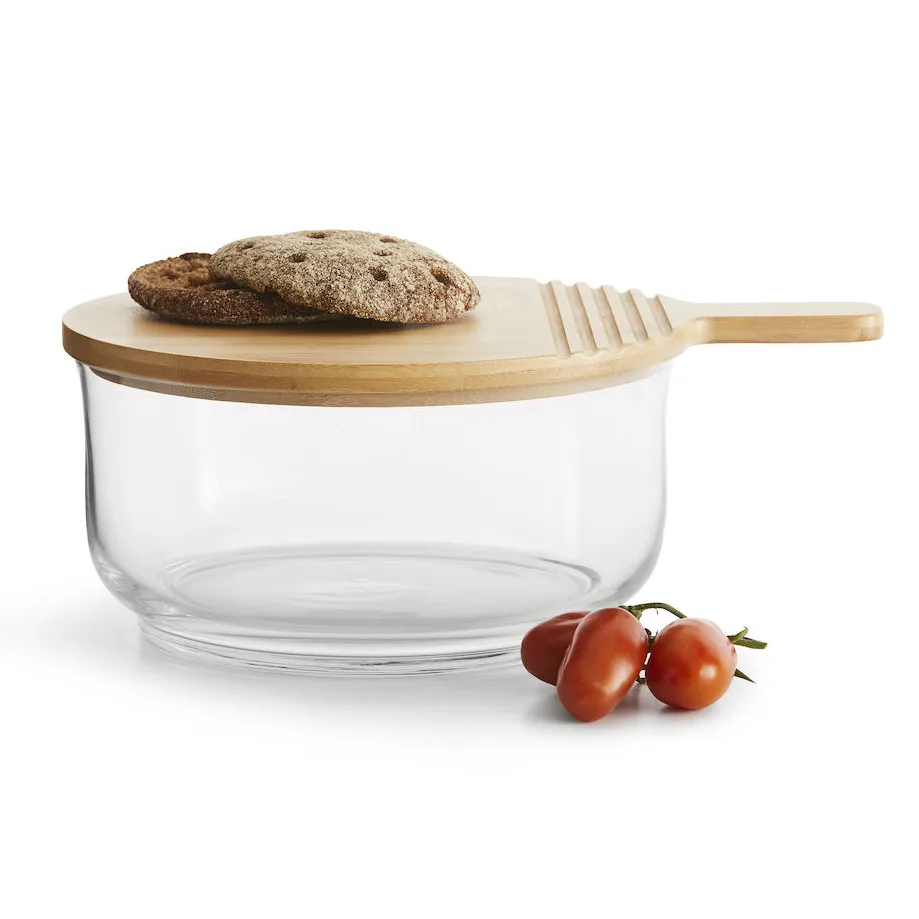 Nature salatskål med bambuslåg, Ø21 cm Sagaform