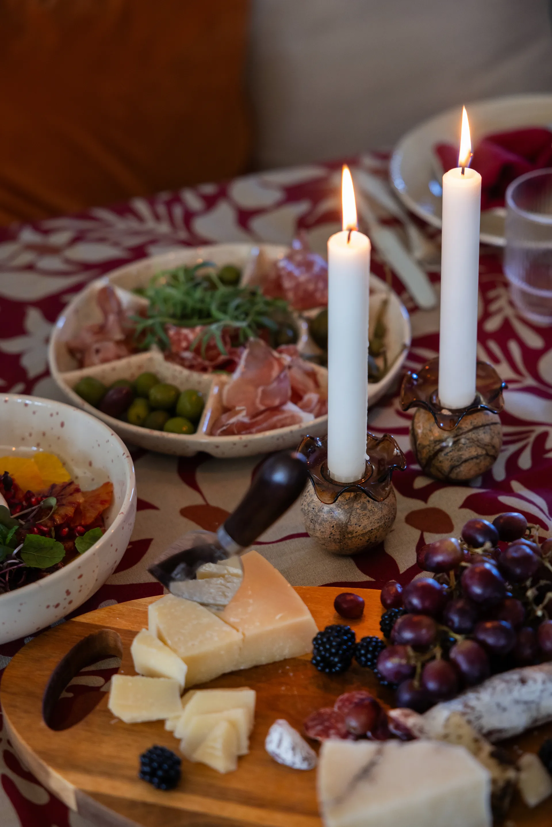 Sten lysestage Ø6 cm, Brun skovmarmor Sagaform