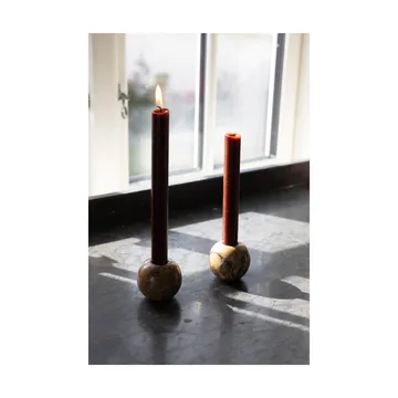 Sten lysestage Ø6 cm - Brun skovmarmor - Sagaform