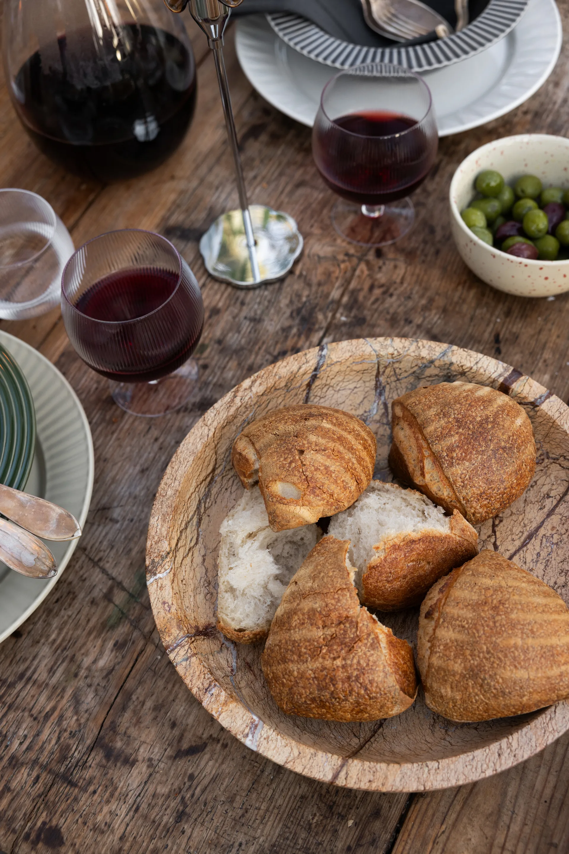 Sten skål stor Ø28 cm, Brun skovmarmor Sagaform