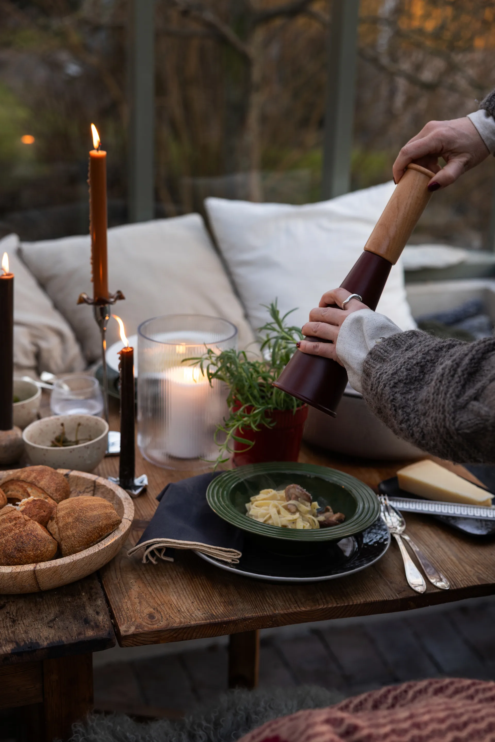 Sten skål stor Ø28 cm, Brun skovmarmor Sagaform