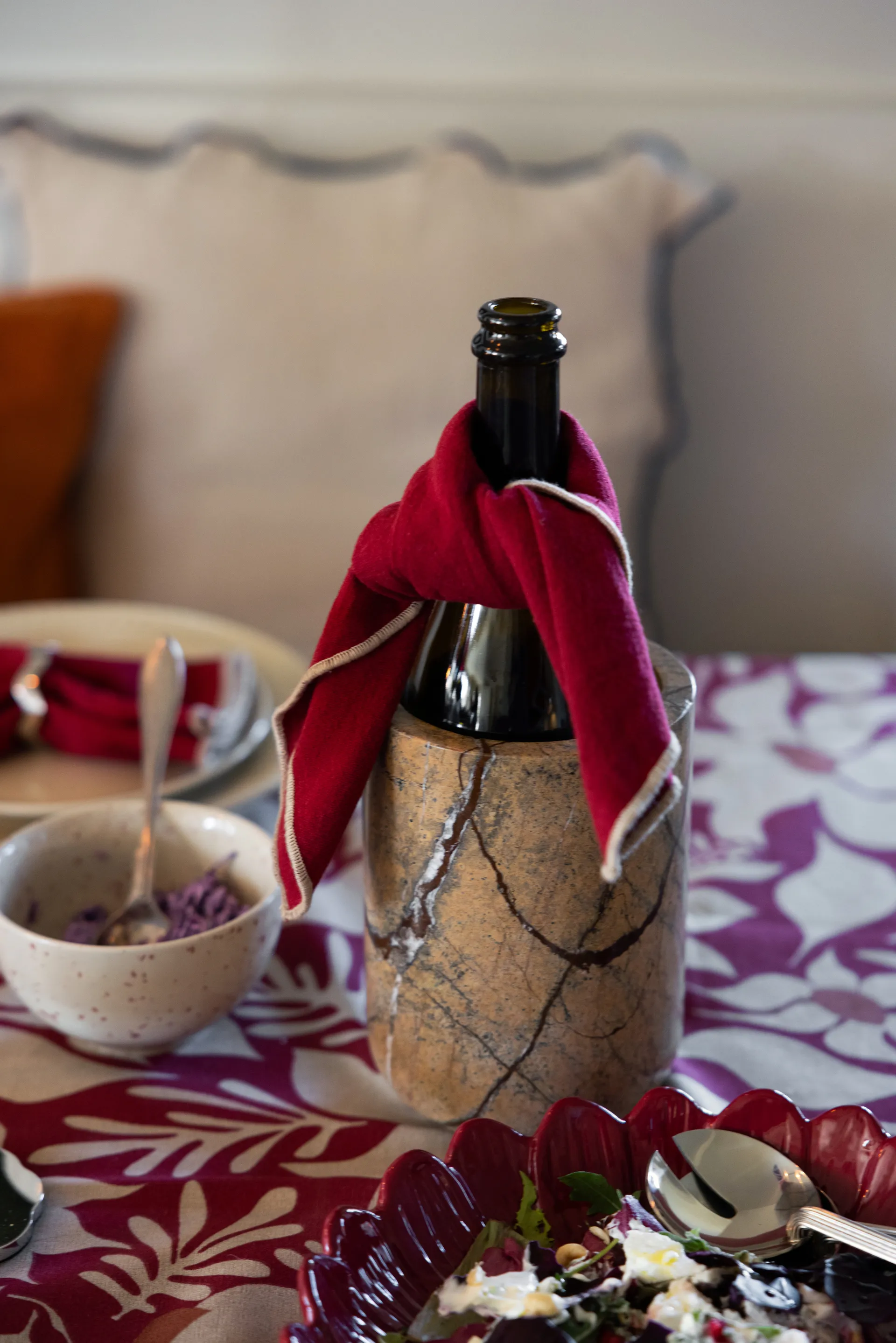 Sten vinkøler Ø12,5 cm, Brun skovmarmor Sagaform