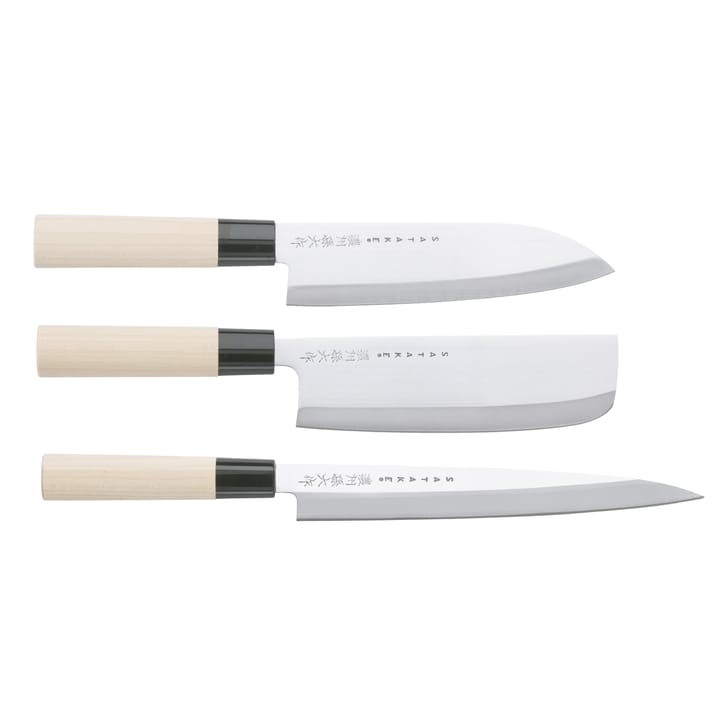 Satake Houcho knivsæt nakiri, sashimi & santoku - 3 dele - Satake