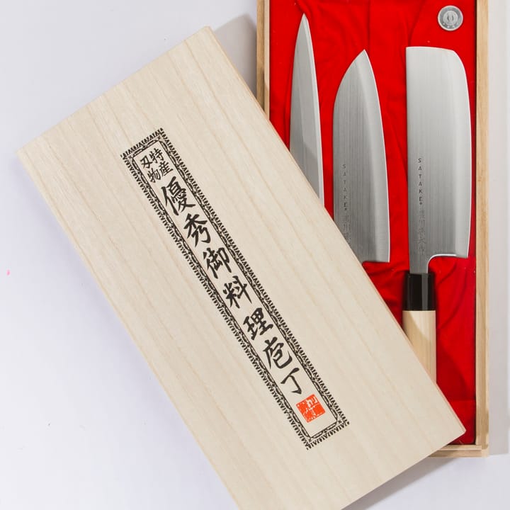 Satake Houcho knivsæt nakiri, sashimi & santoku, 3 dele Satake