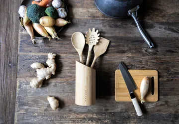 Satake redskaber og redskabsstativ - Bambus, 4 dele - Satake