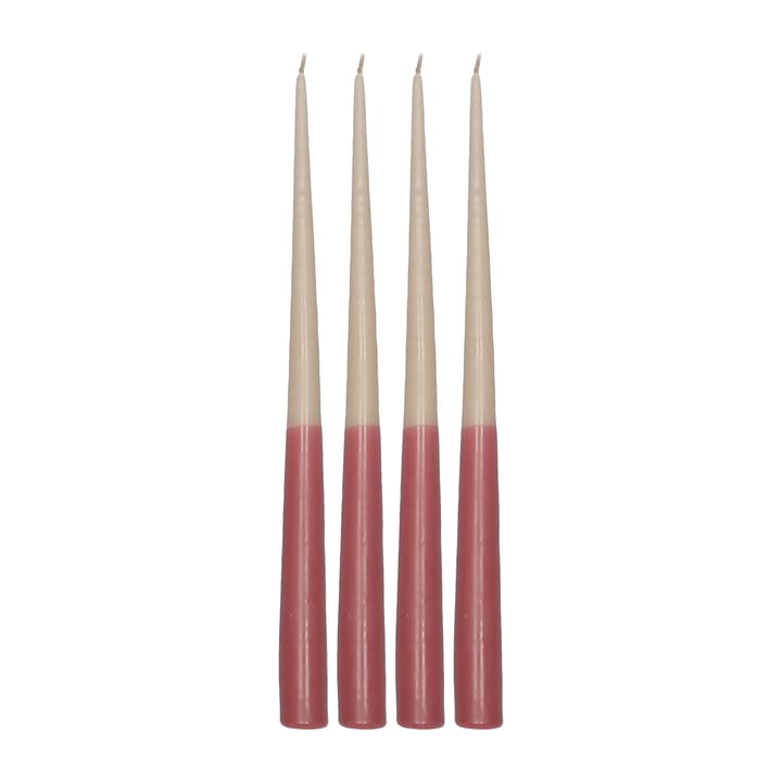 Affinity antiklys tofarvet 4-pak 32 cm - Beige/Red - Scandi Essentials