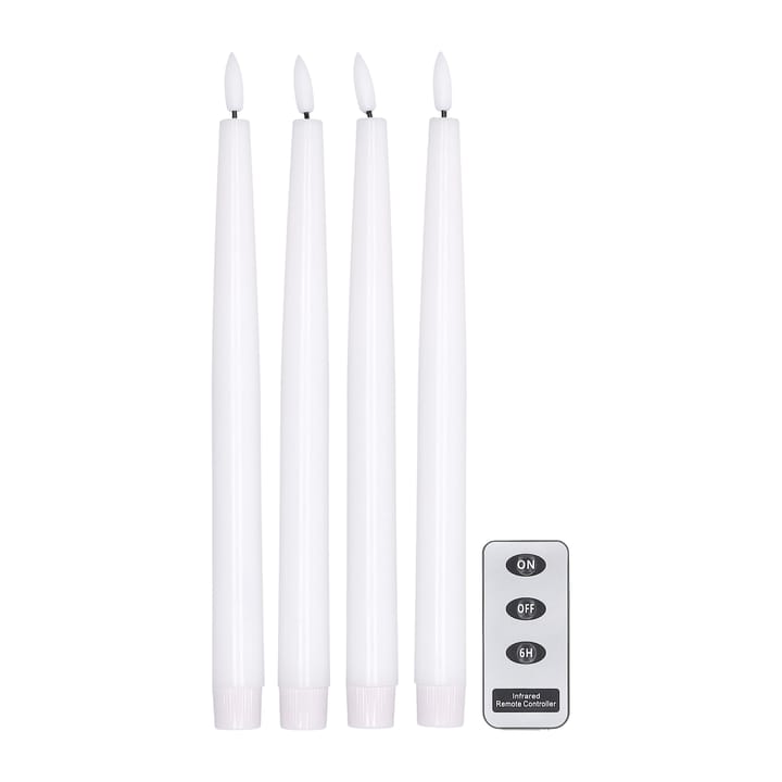 Bright LED-lys 28,5 cm 4-pak med fjernbetjening - Hvid - Scandi Essentials