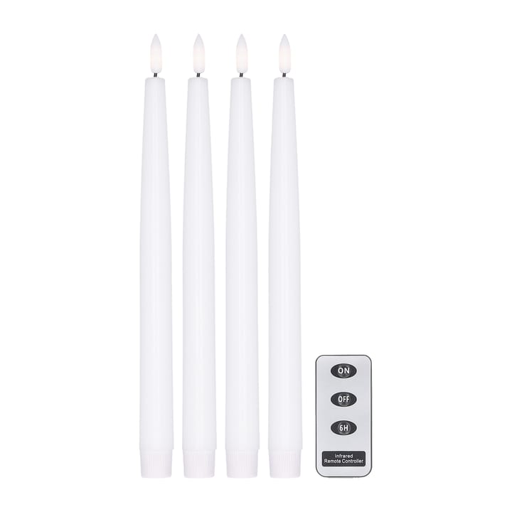 Bright LED-lys 28,5 cm 4-pak med fjernbetjening - Hvid - Scandi Essentials