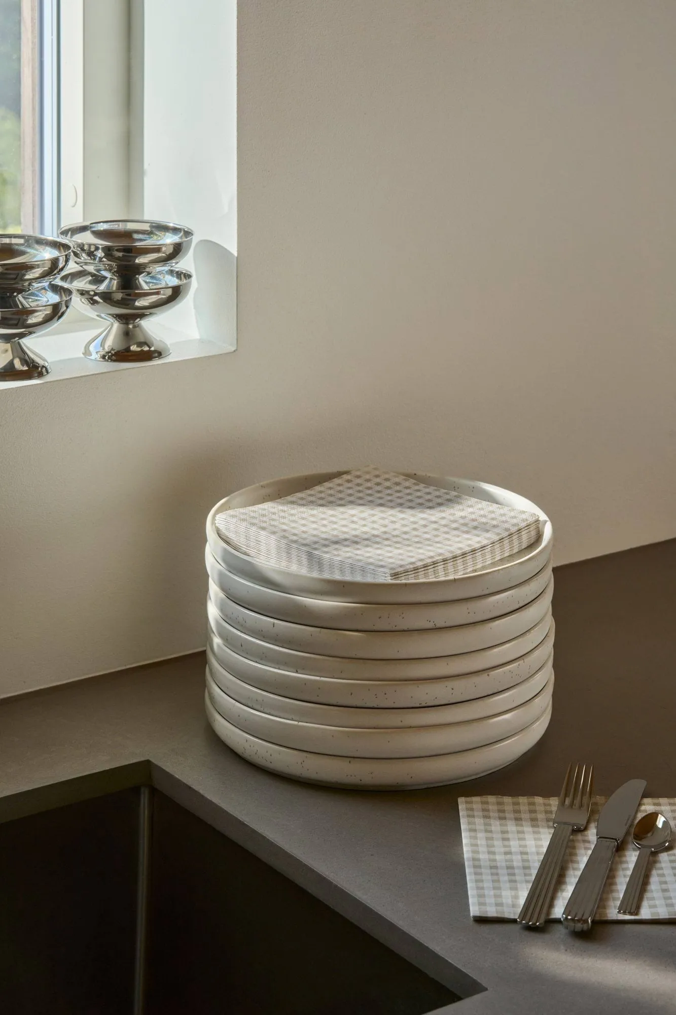 Fine grid papirserviet, Hvid-beige, 20-pak, 33x33 cm Scandi Essentials