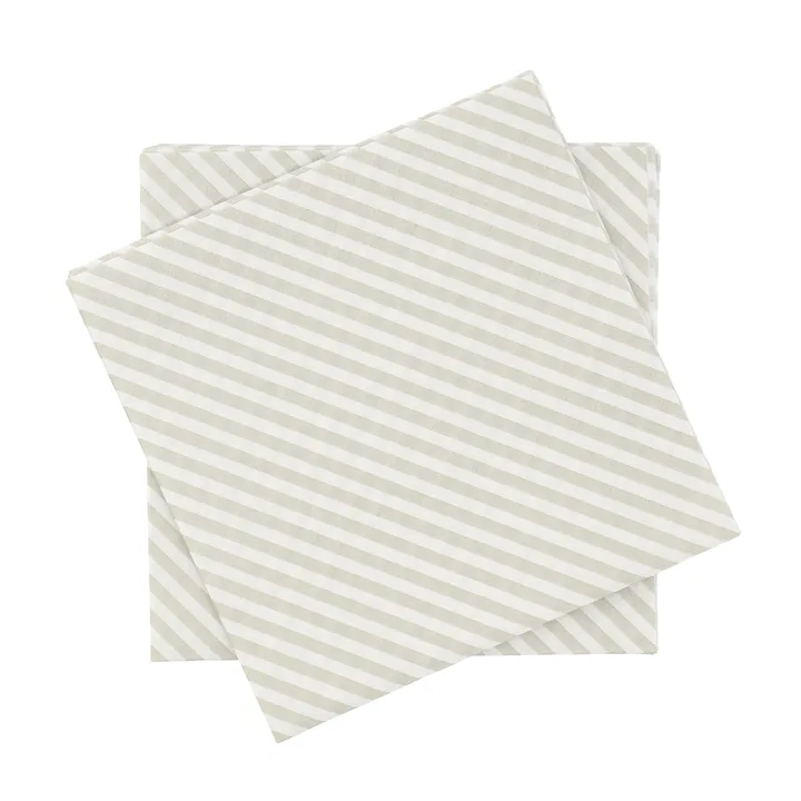 Fine stripe papirserviet - Hvid-beige, 20-pak, 33x33 cm - Scandi Essentials
