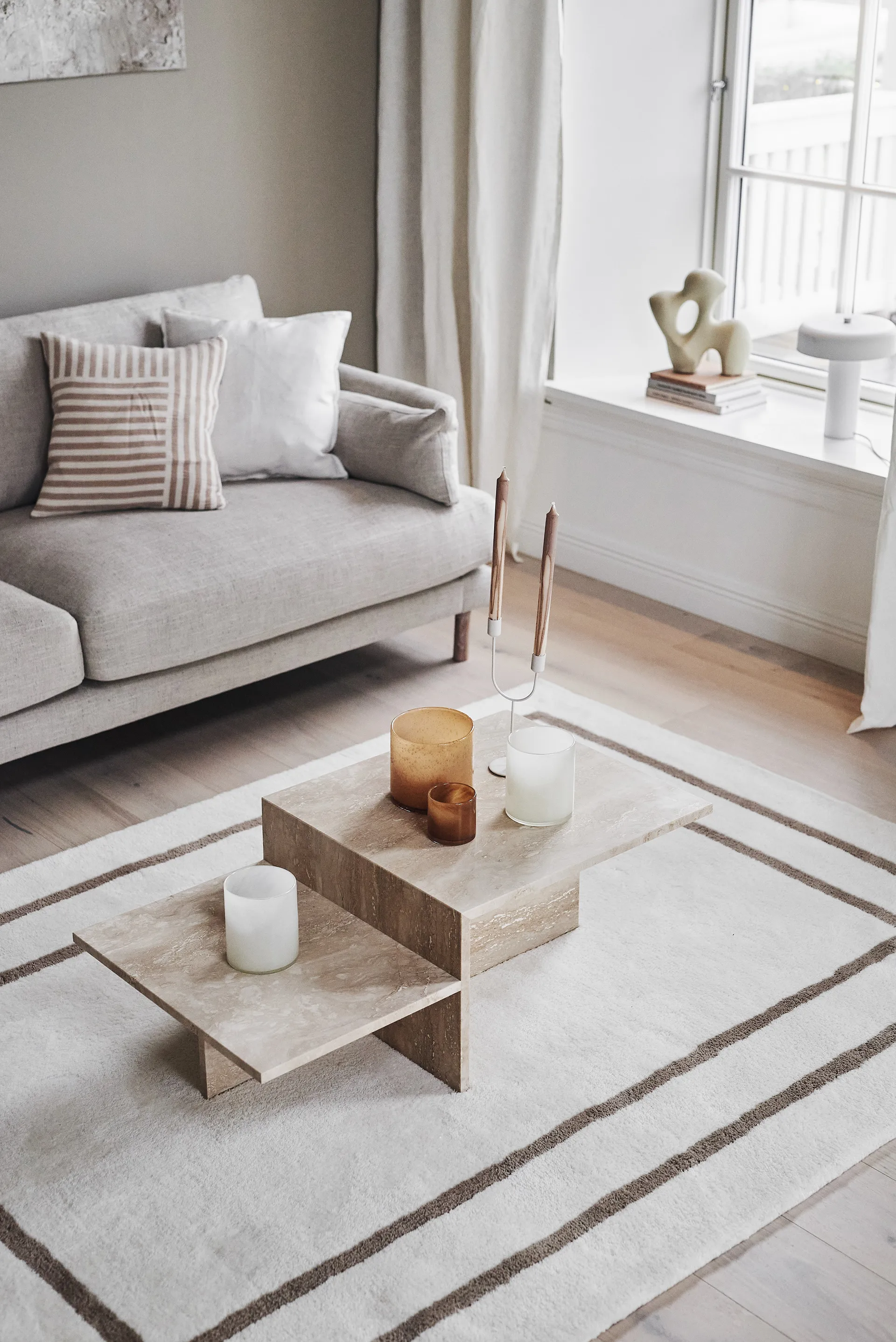 Borders uldtæppe, Hvid-beige 170x240 cm Scandi Living