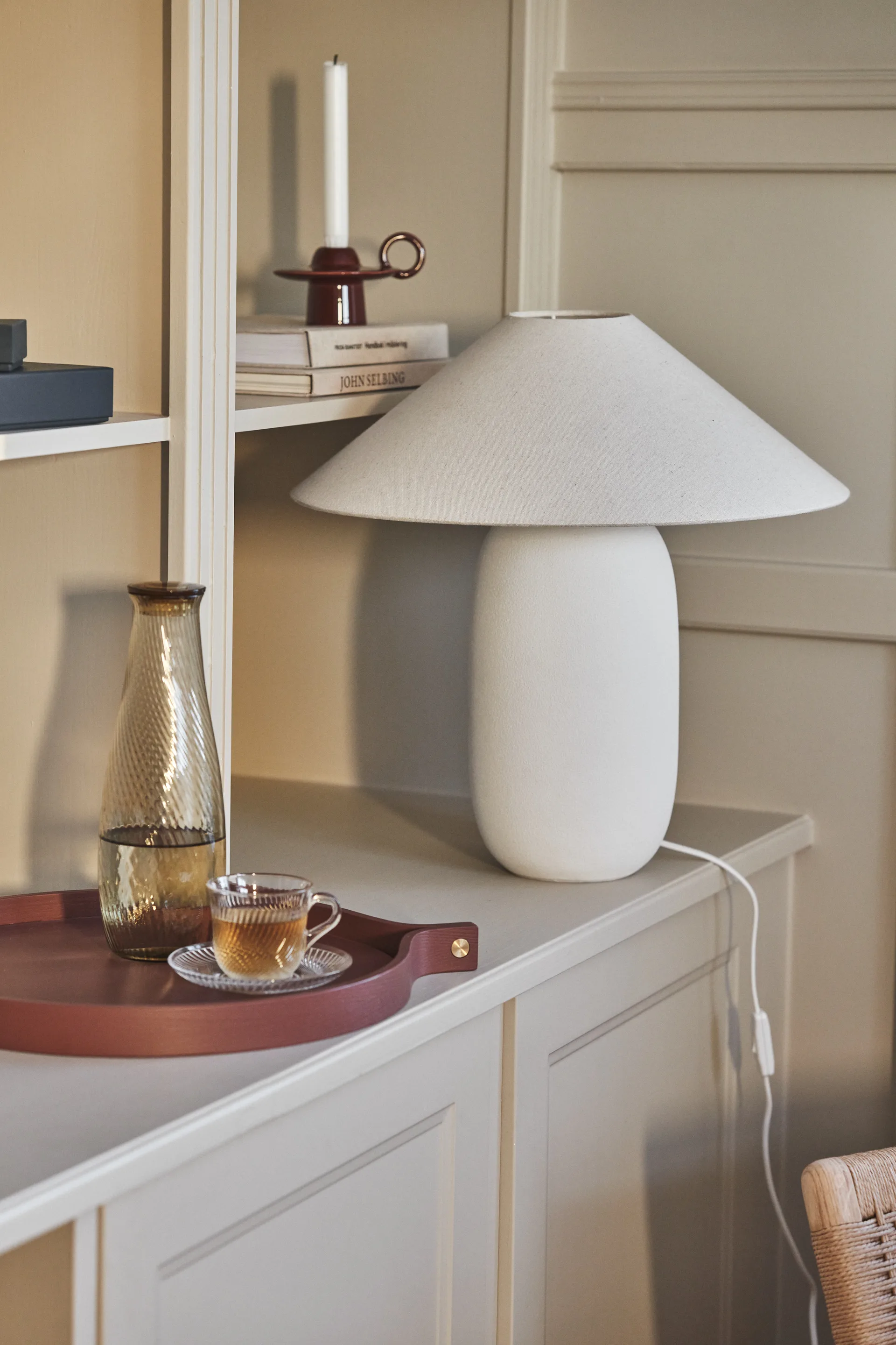 Boulder bordlampe 48 cm white-nature,  Scandi Living