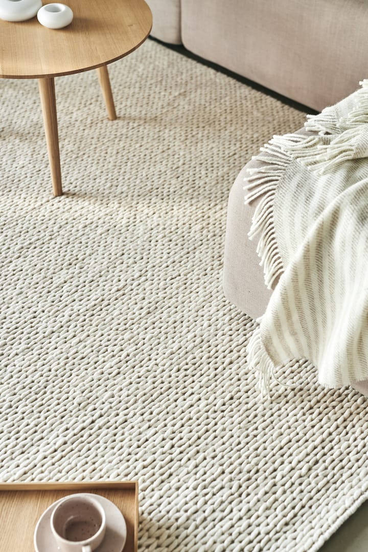 Braided uldtæppe naturhvid , 200x300 cm Scandi Living