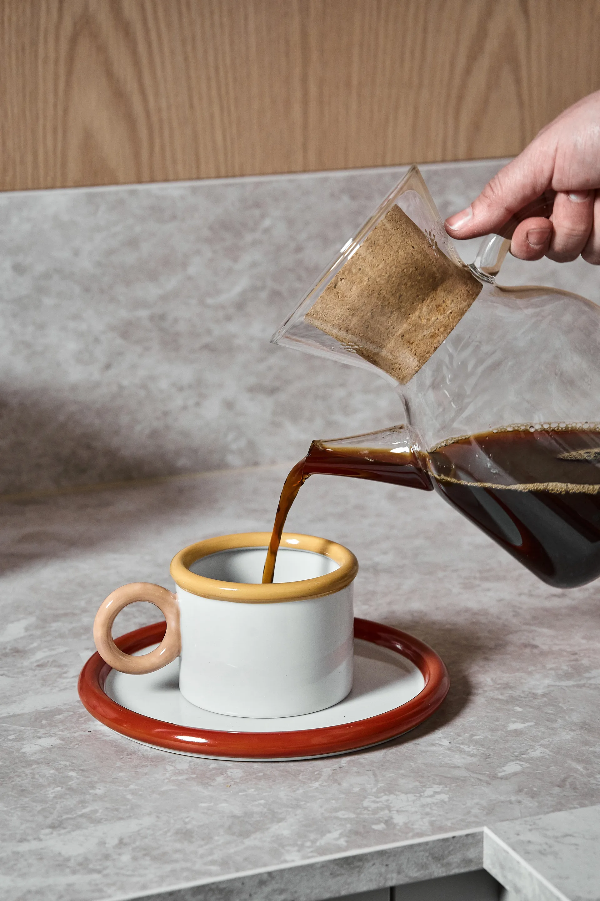 Chunky kop med underkop, Rød-gul Scandi Living