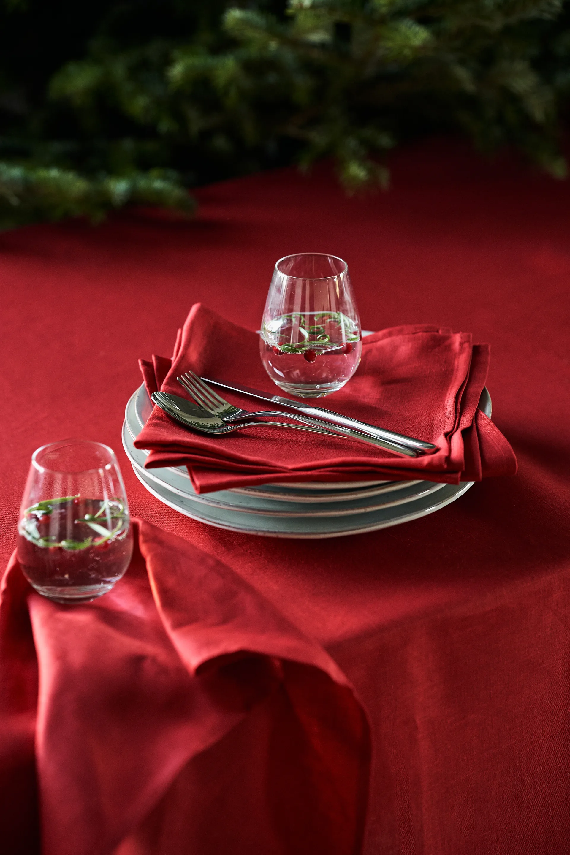 Clean hørdug 145x350 cm , Red Scandi Living