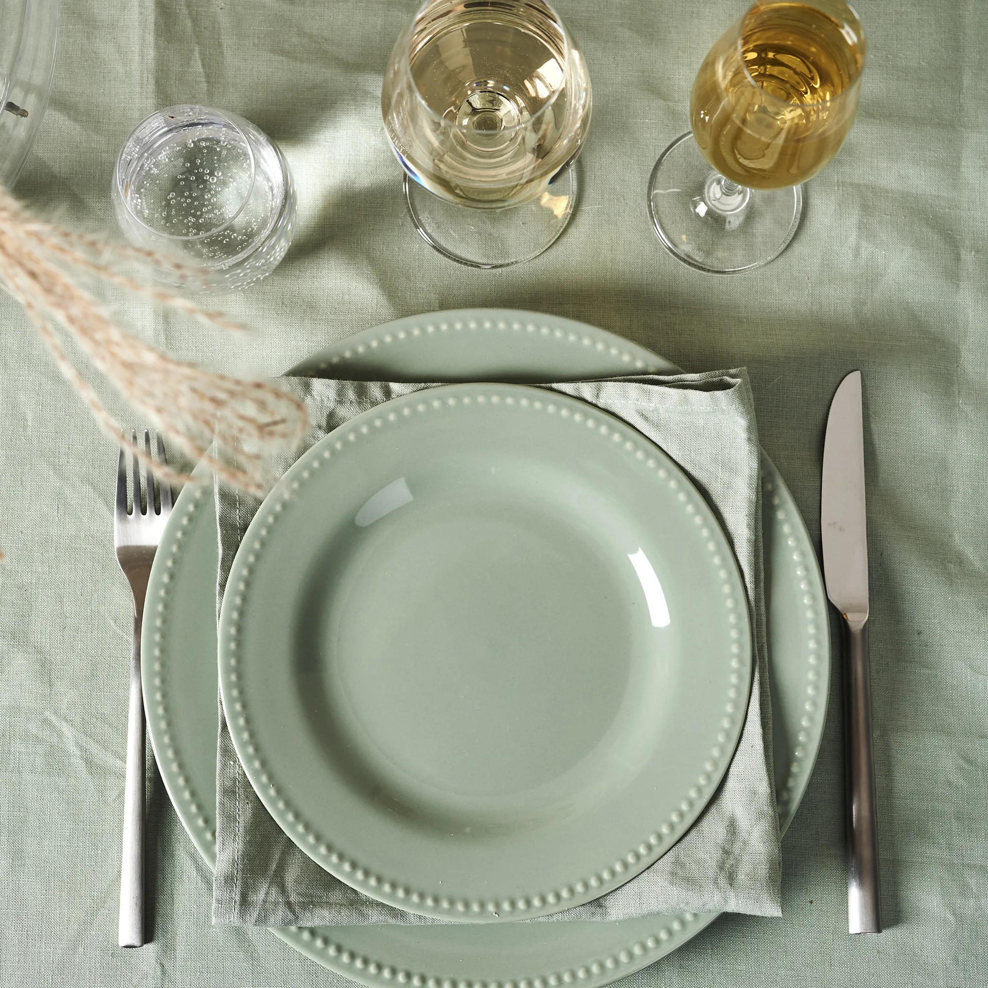 Dots tallerken 28 cm 4 stk., Grøn Scandi Living