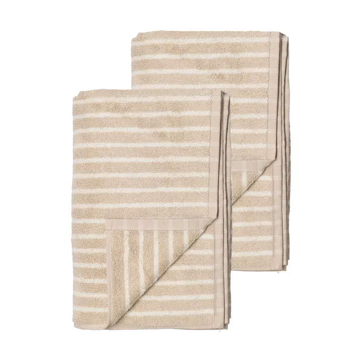 Drift badehåndklæder 100x150 cm 2-pak - Beige-hvid - Scandi Living