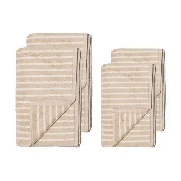 Drift håndklædesæt 4 dele - Beige-hvid - Scandi Living