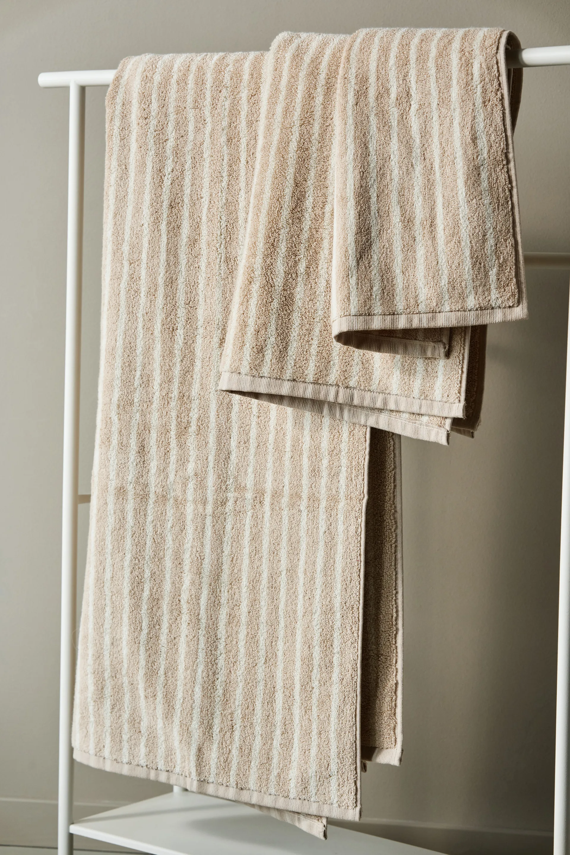 Drift håndklædesæt 4 dele - Beige-hvid,  Scandi Living