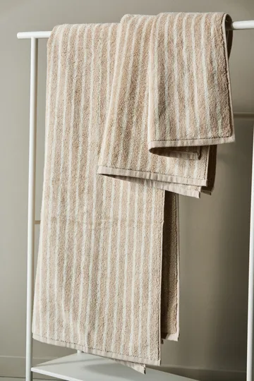Drift håndklædesæt 4 dele - Beige-hvid - Scandi Living