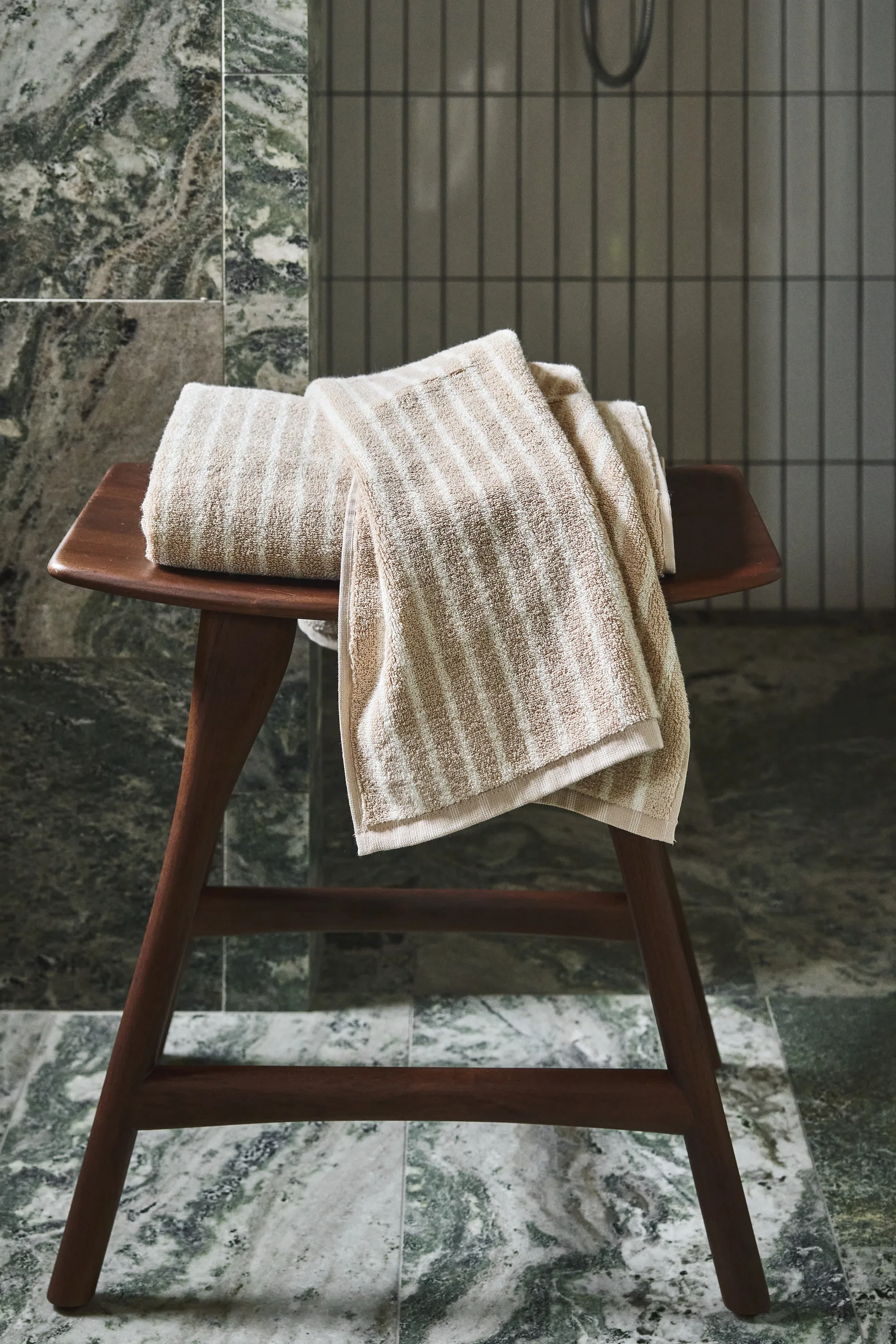 Drift håndklædesæt 4 dele - Beige-hvid,  Scandi Living