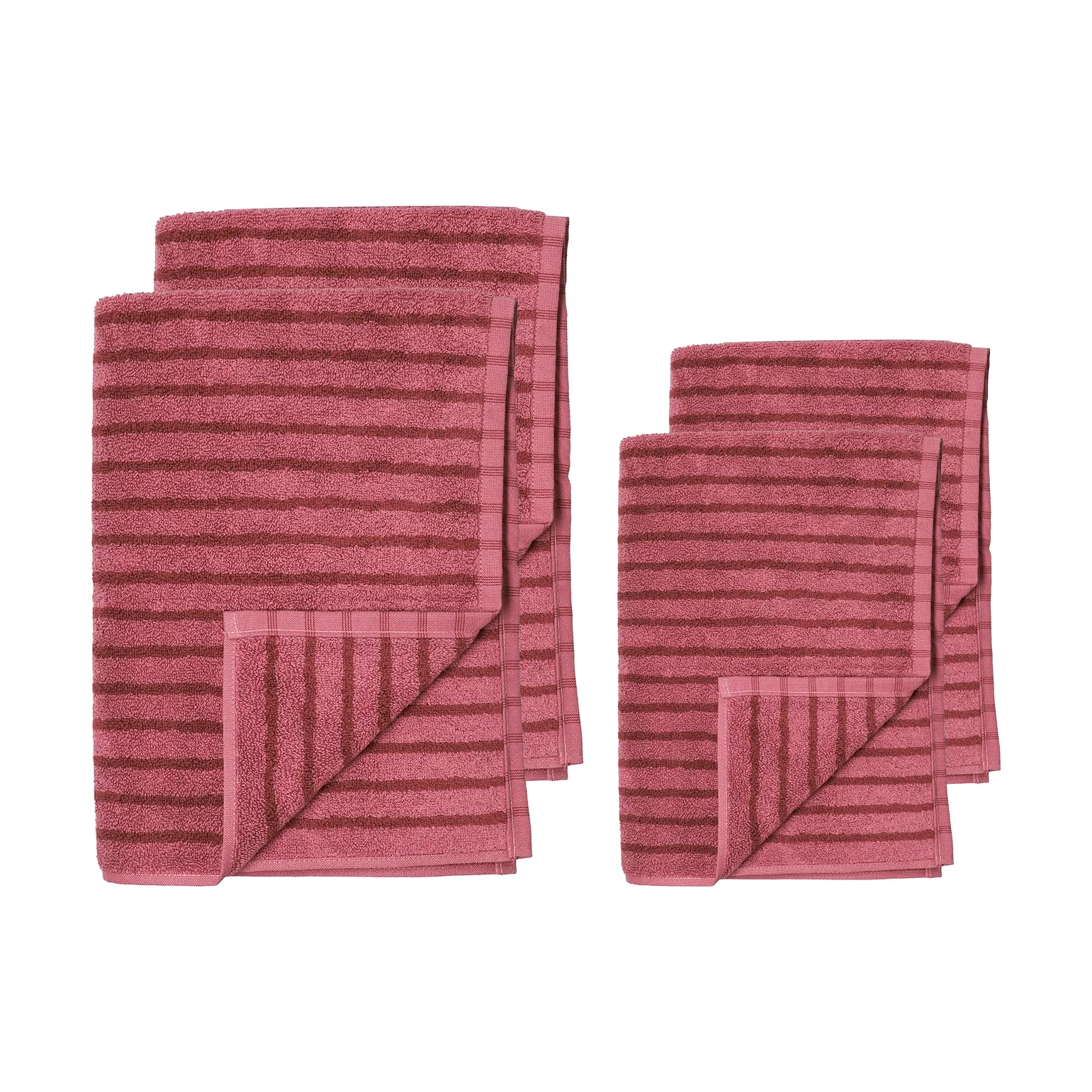 Drift håndklædesæt 4 dele - Pink-rød,  Scandi Living