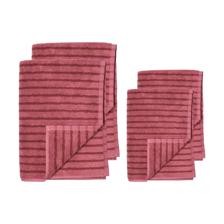 Drift håndklædesæt 4 dele - Pink-rød - Scandi Living
