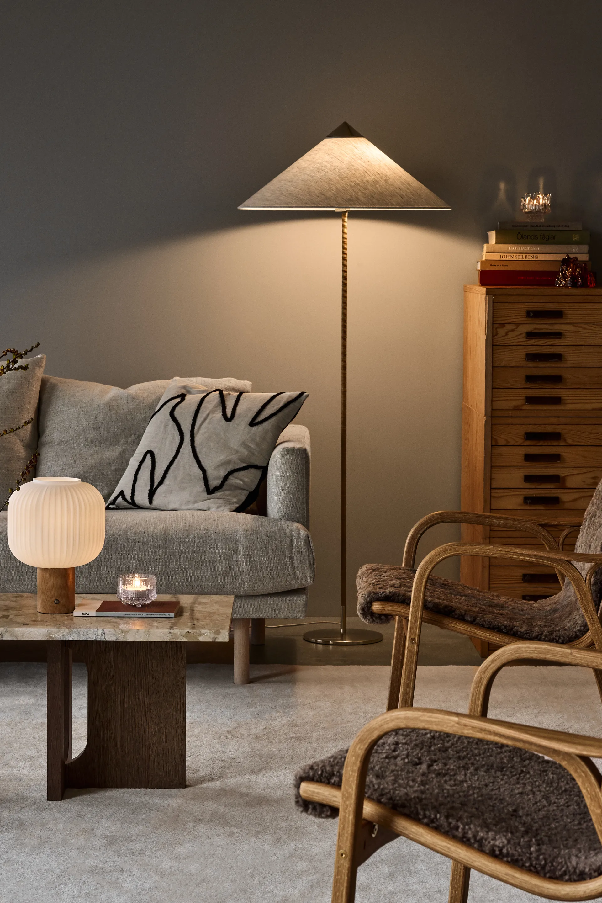 Fair bærbar bordlampe, Frostet glas-ask Scandi Living