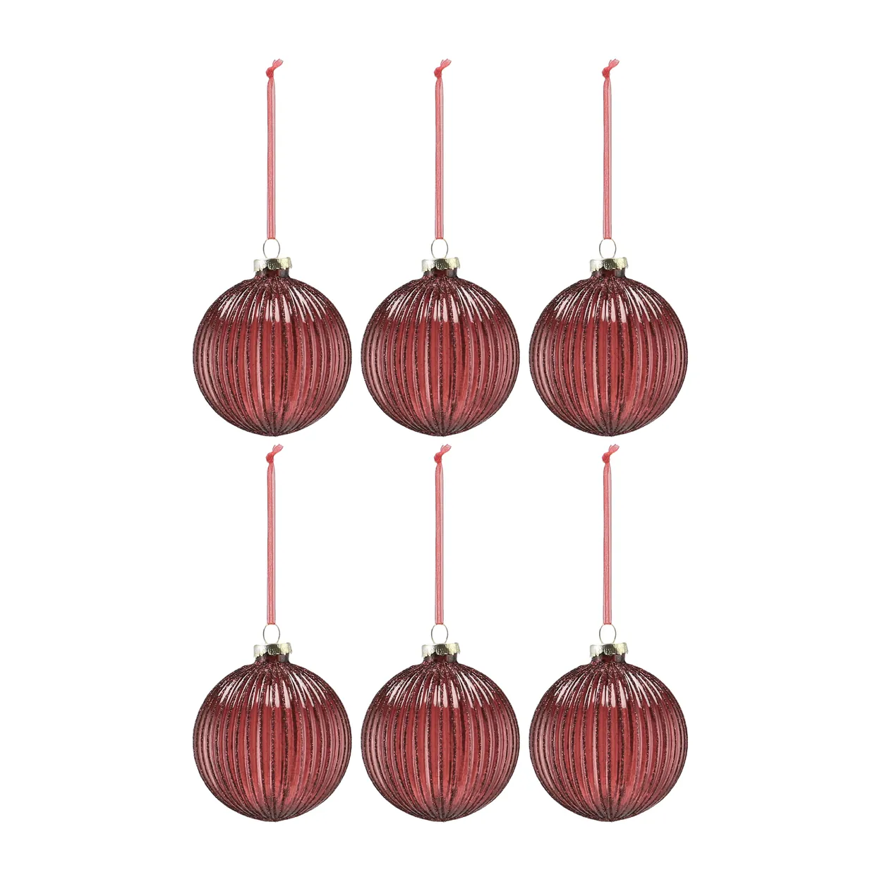 Scandi Living Holiday juletræskugler 6-pak Red