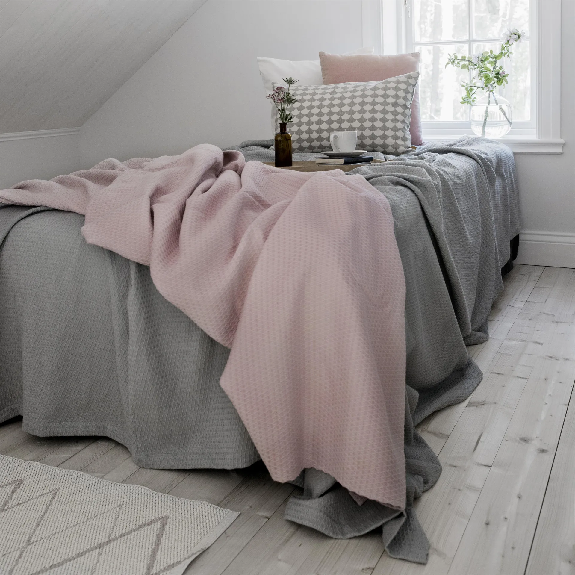 Kimono sengetæppe 260x260 cm, Dusty rose (lyserød) Scandi Living