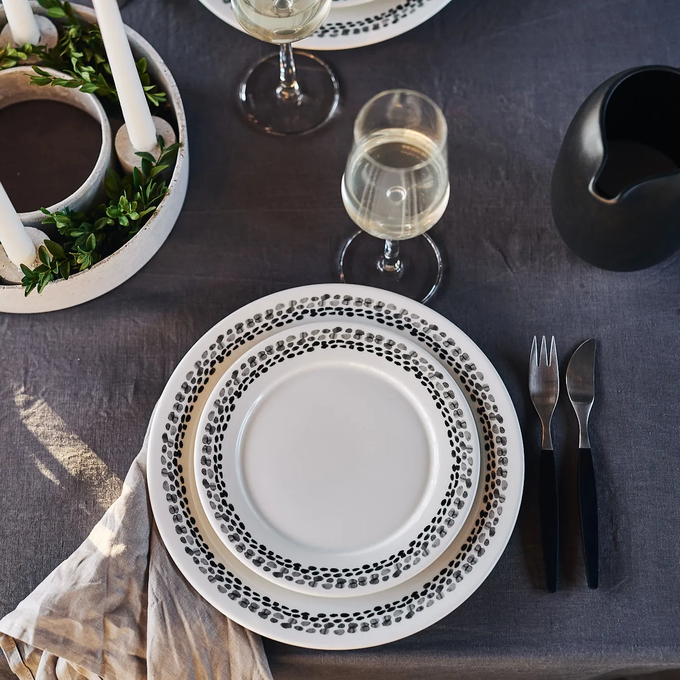 Klappersten frokosttallerken 21 cm, 4 stk., sort og hvid Scandi Living