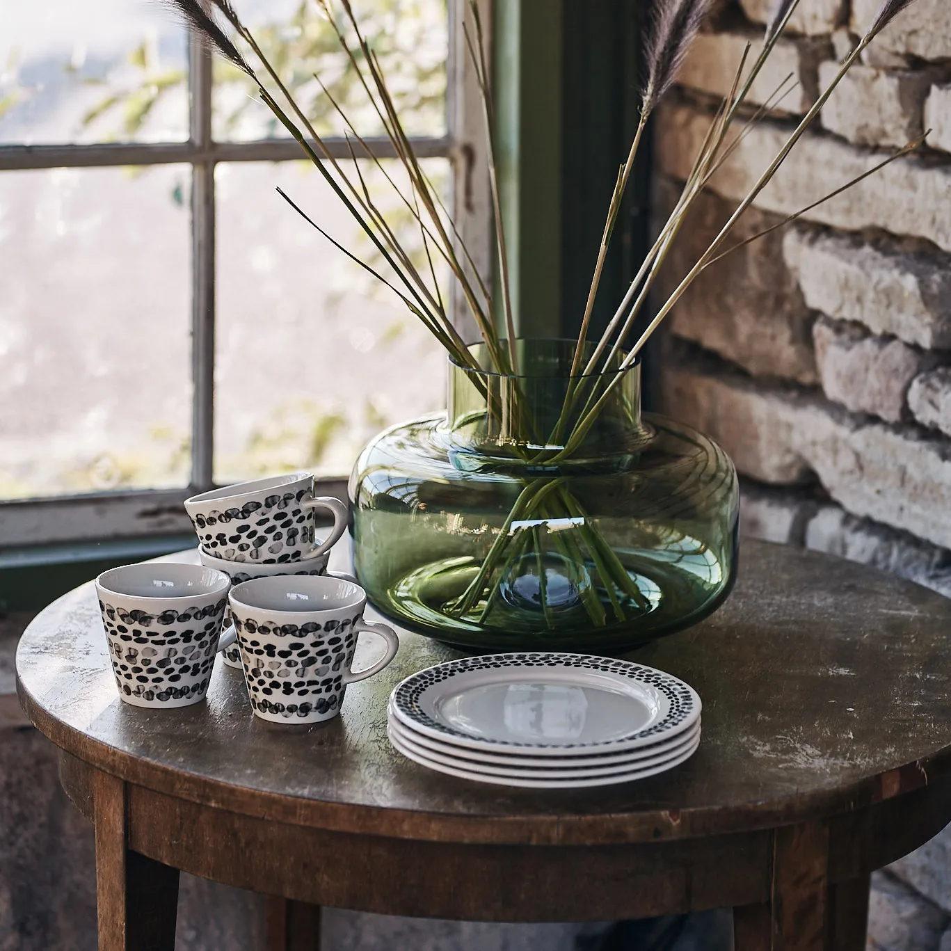 Klappersten frokosttallerken 21 cm, 4 stk., sort og hvid Scandi Living