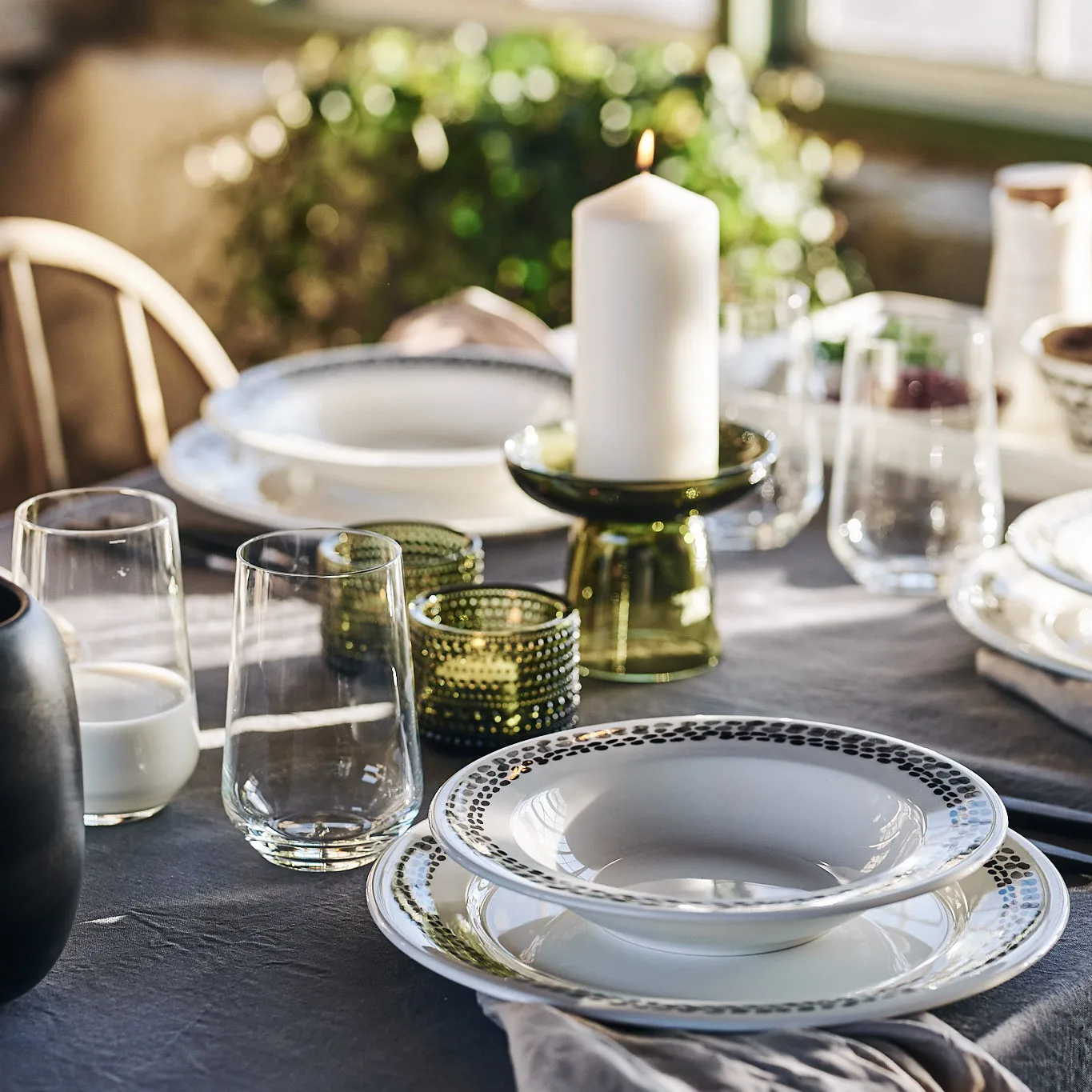 Klappersten tallerken 28 cm, 4 stk., sort og hvid Scandi Living