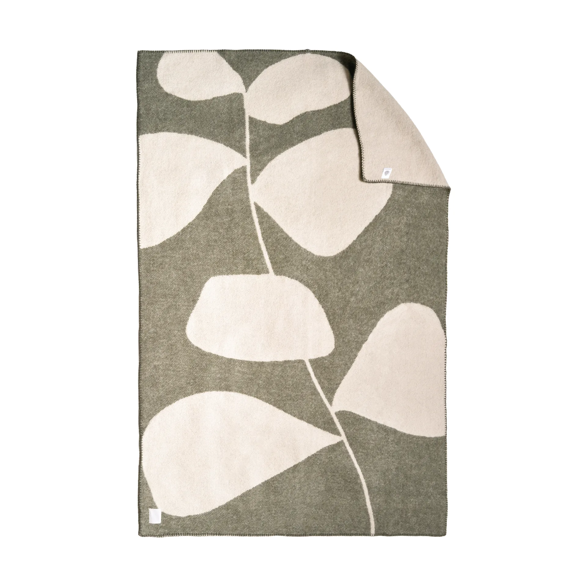 Leaf uldplaid 130x180 cm, Khaki grøn Scandi Living