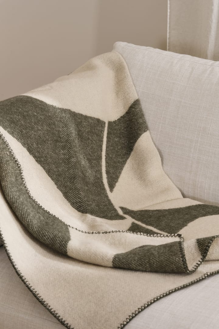 Leaf uldplaid 130x180 cm, Khaki grøn Scandi Living