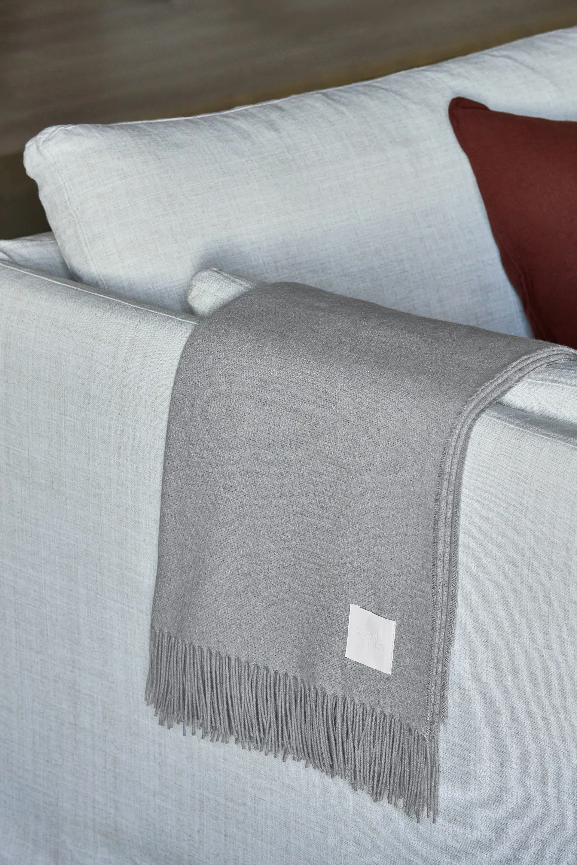 Loom bomuldsplaid 125x170 cm, Fog Scandi Living