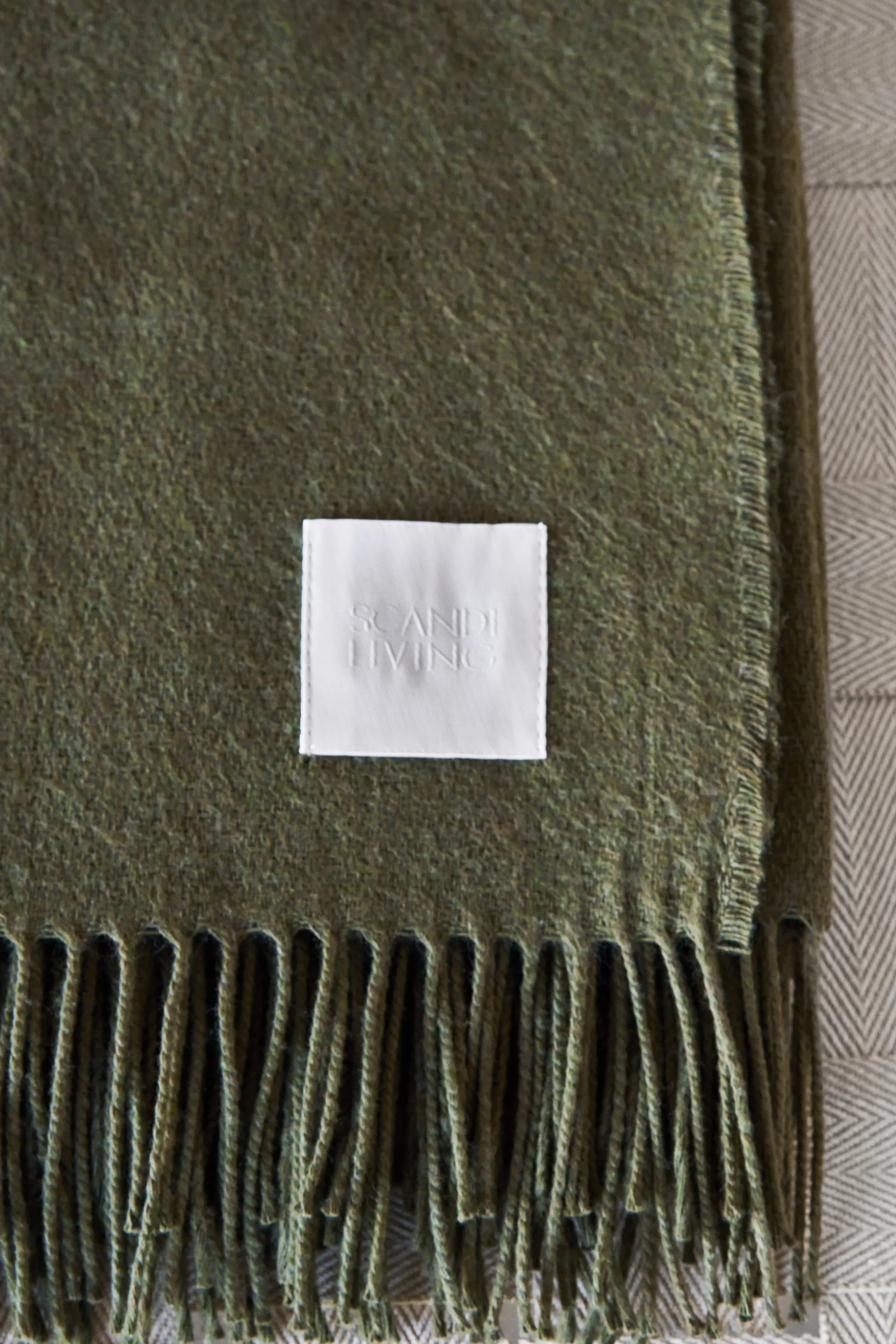 Loom bomuldsplaid 125x170 cm, Khaki Scandi Living