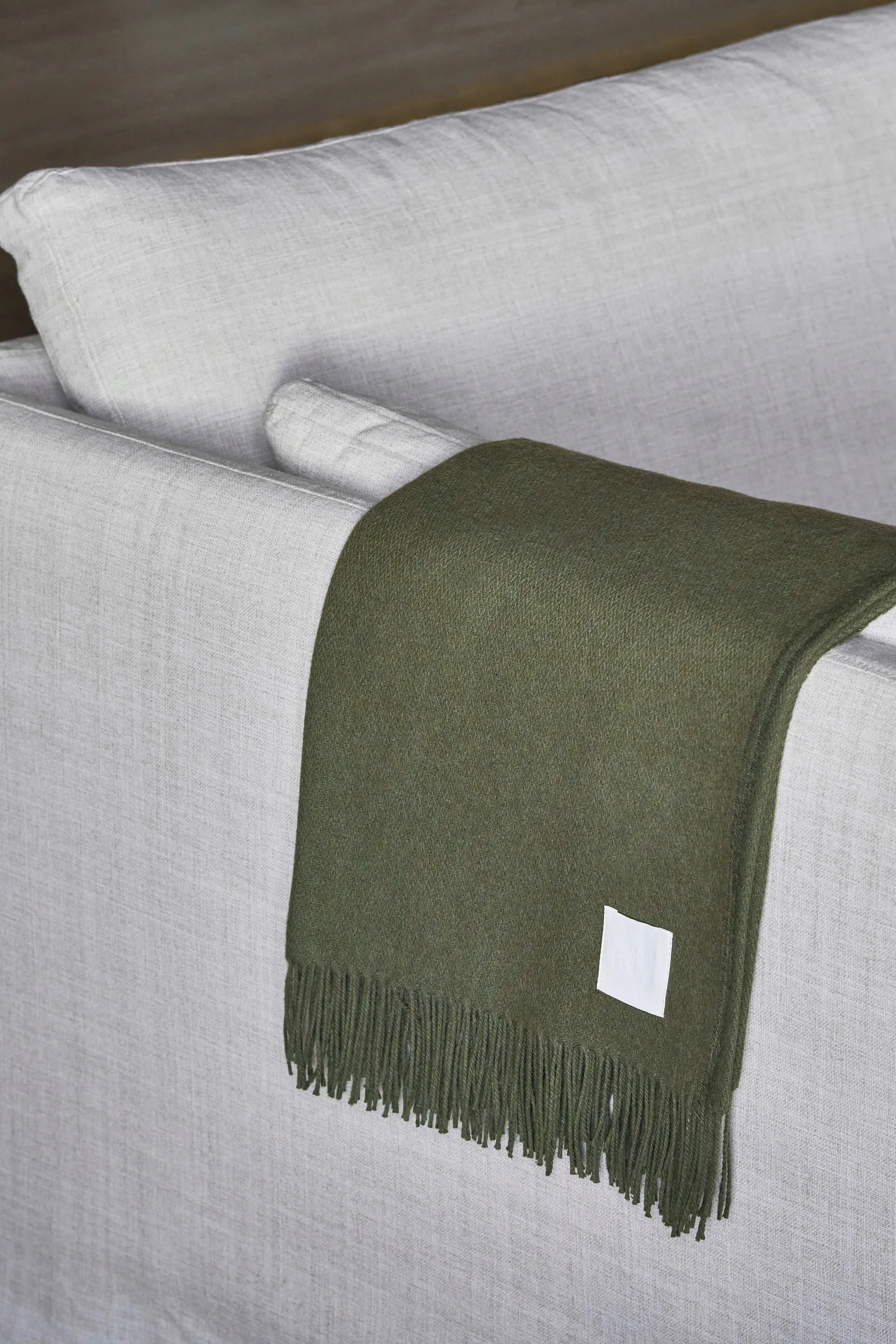 Loom bomuldsplaid 125x170 cm, Khaki Scandi Living