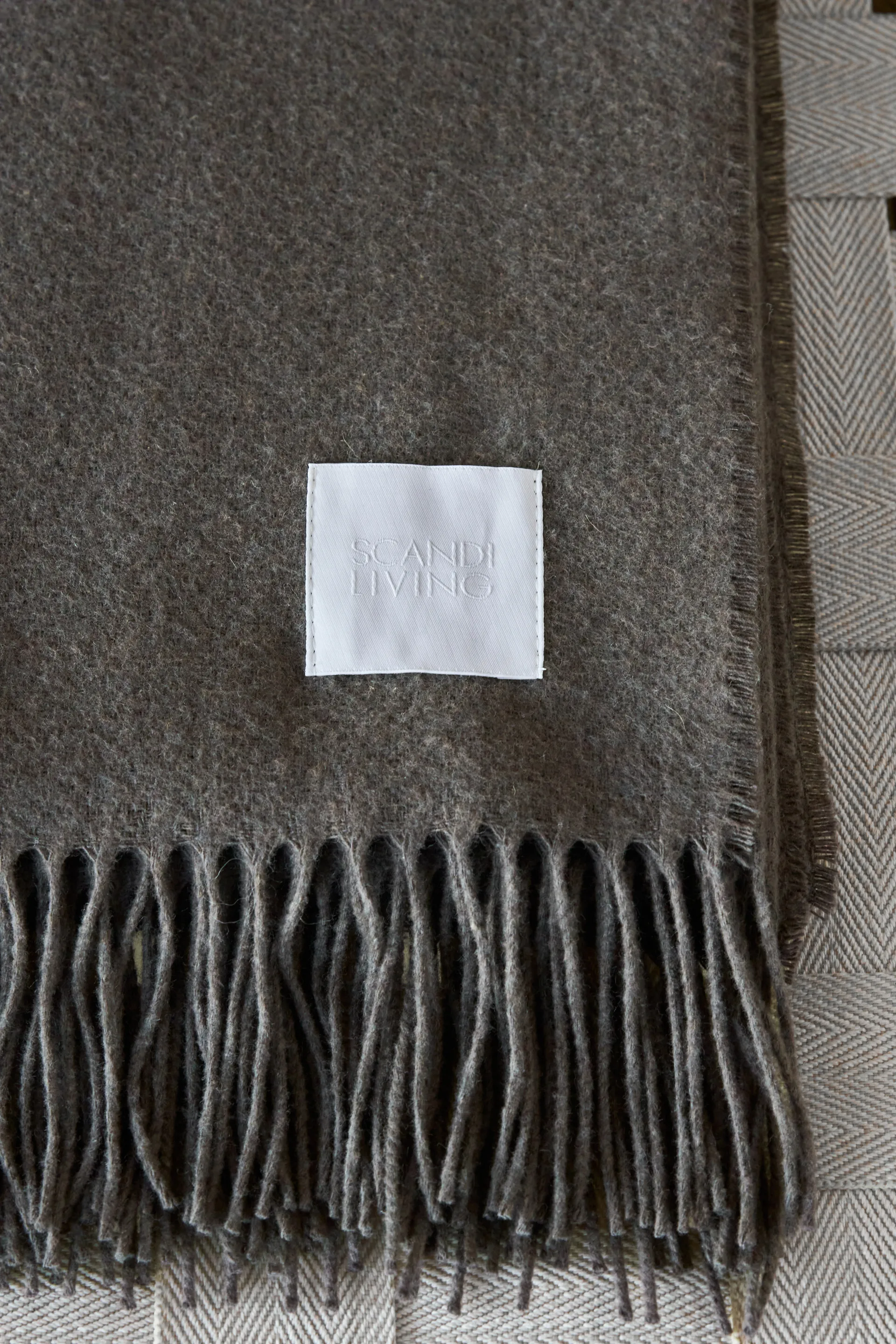 Loom bomuldsplaid 125x170 cm, Taupe Scandi Living