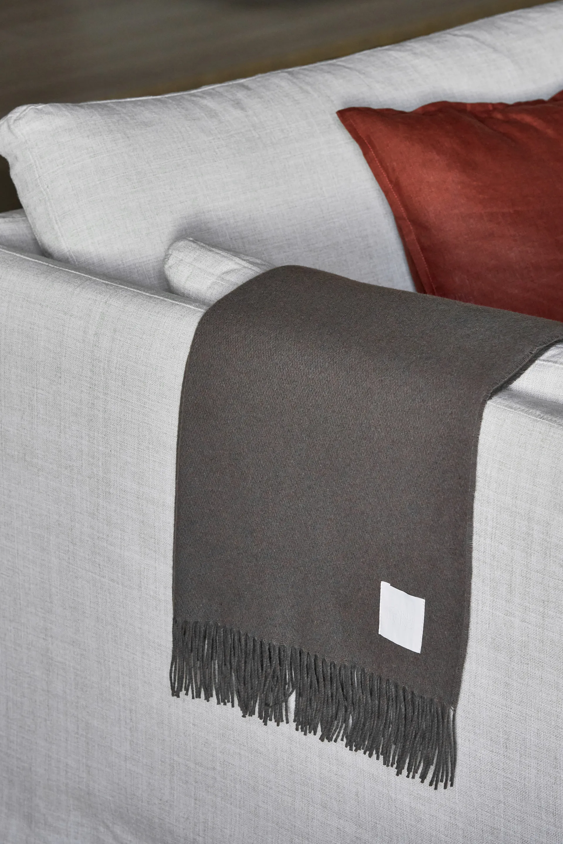 Loom bomuldsplaid 125x170 cm, Taupe Scandi Living